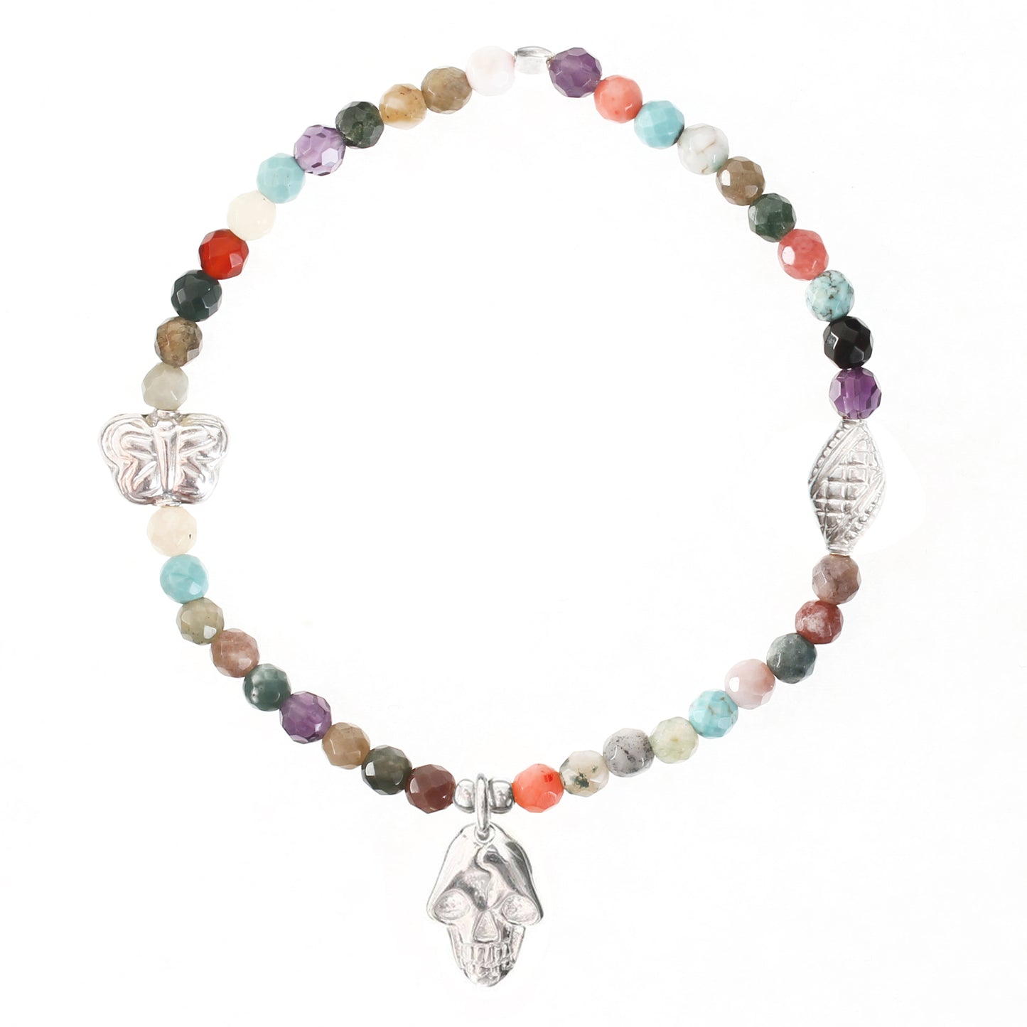 Skull (Mini) Charm Gemstone Bracelet