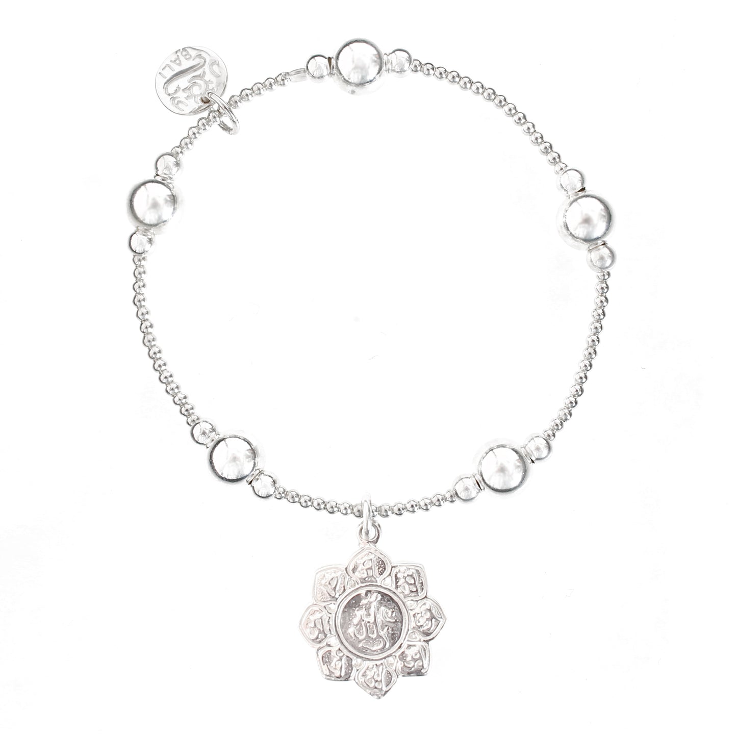 Lotus Flower Bali Ball Bracelet - good charma