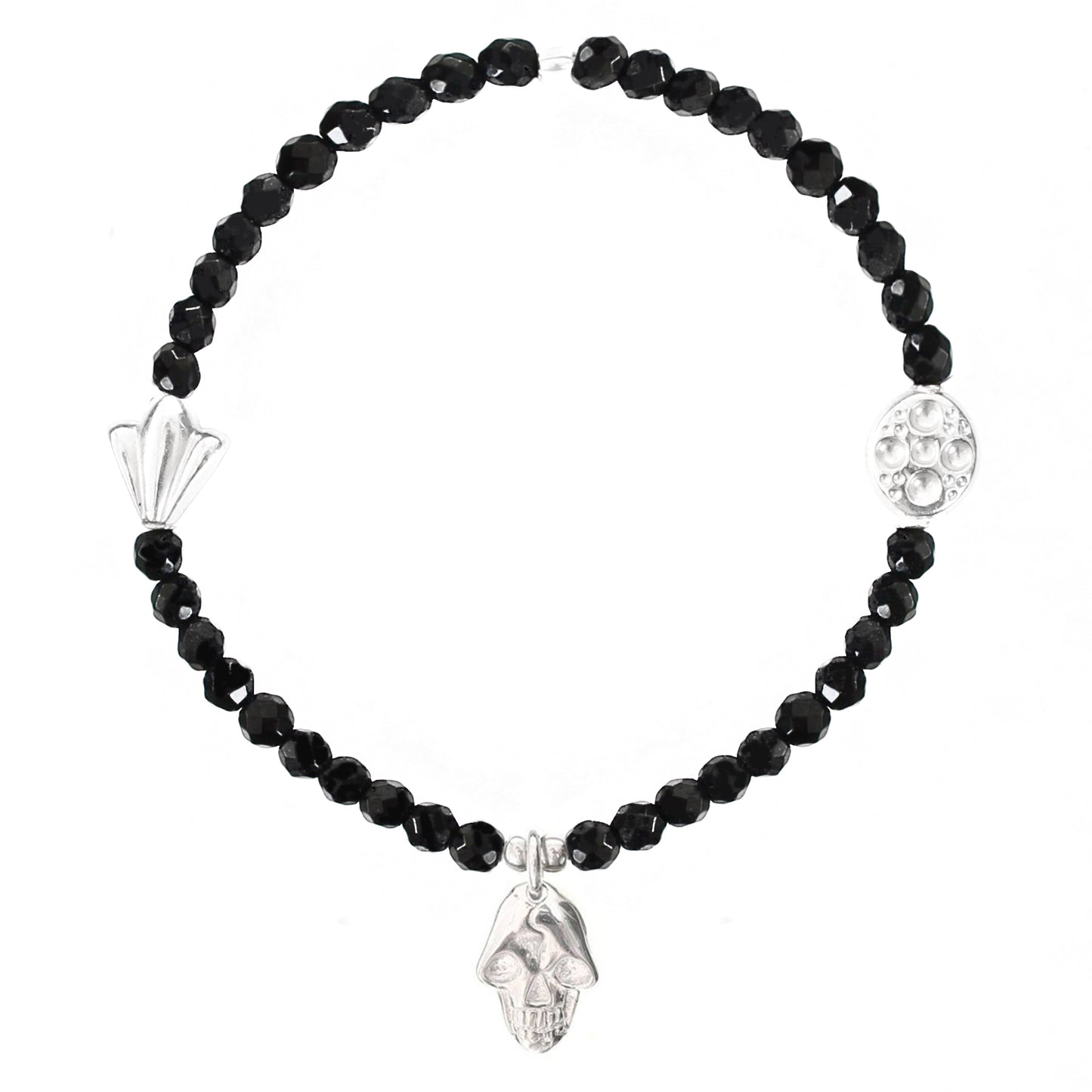 Black Onyx & Mini Skull Bracelet