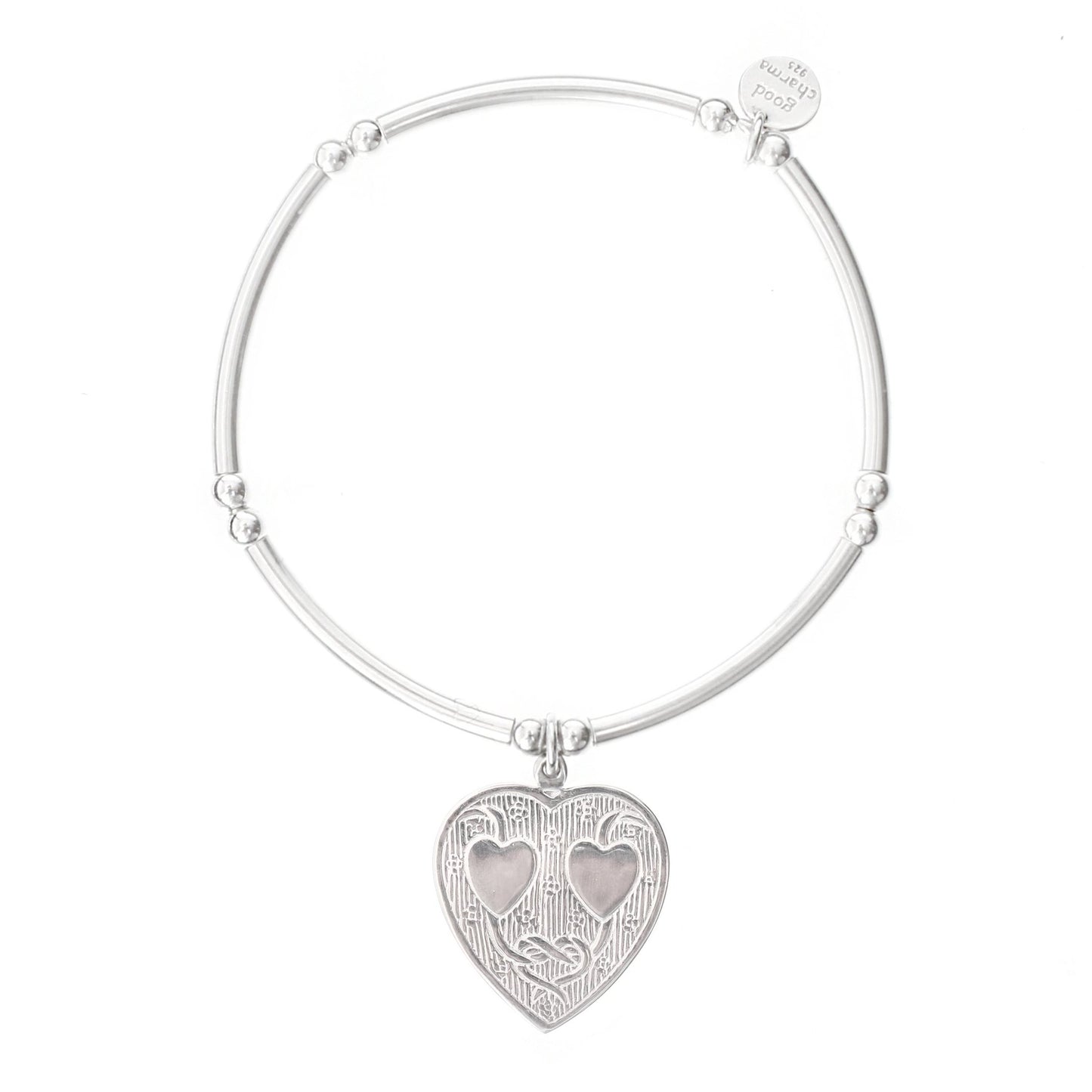 Double Heart Bangle Bracelet - good charma