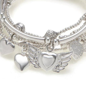 Good Charma Sterling Silver "LUCKY 13 HEART Charms" Bracelet 6-Stack