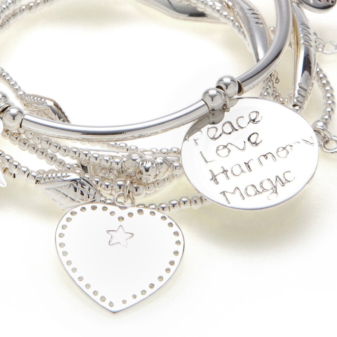Good Charma Sterling Silver "Peace" Bracelet 6-Stack