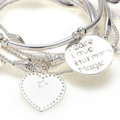 Good Charma Sterling Silver "Peace" Bracelet 6-Stack
