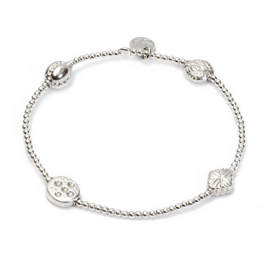 Silver Beaded Bracelet - good charma