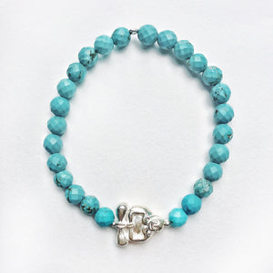 Silver Peaceful Buddha Gemstone Bracelet - Turquoise