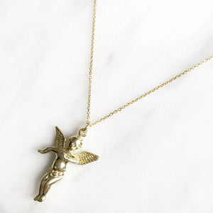 Gold Guardian Angel Necklace - good charma