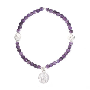 LUCKY ANGEL Coin Charm Bracelet *pick your gemstone*
