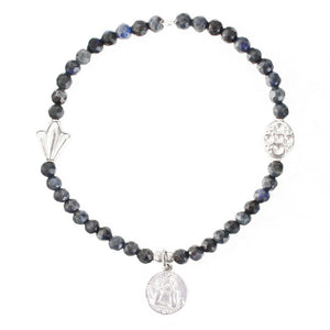 LUCKY ANGEL Coin Charm Bracelet *pick your gemstone*