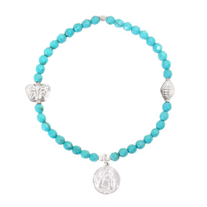 LUCKY ANGEL Coin Charm Bracelet *pick your gemstone*
