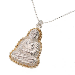 Praying Buddha Necklace in Sterling Silver with Gold Vermeil
