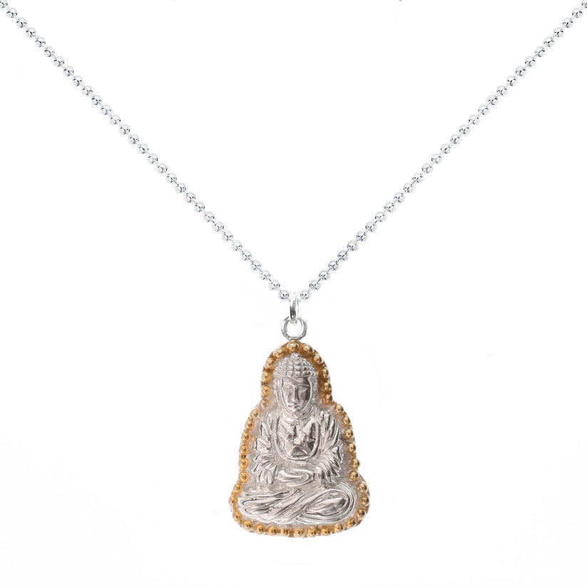 Good Charma Sterling Silver Praying Buddha Charm Necklace