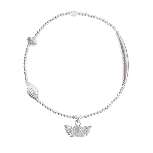 Heart with "ANGEL WINGS"  in Silver