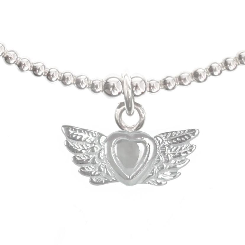 Heart with "ANGEL WINGS"  in Silver