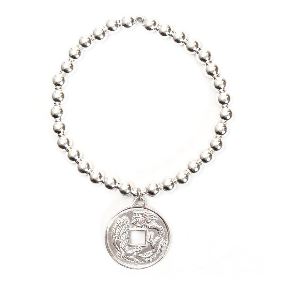 Asian Coin Medium Ball Bracelet - good charma