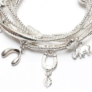 Good Charma Sterling Silver "Lucky Mini Charms" Bracelet 6-Stack