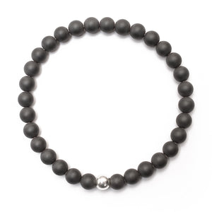 Matte Hematite Bracelet with Sterling Silver Ball - good charma