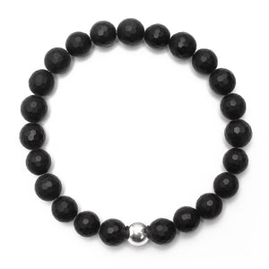 Matte 8mm Onyx Bracelet with Sterling Silver Ball - good charma