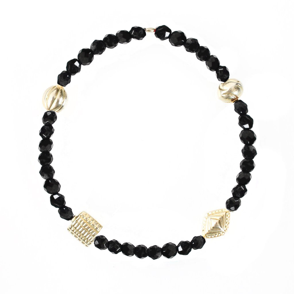 Onyx & Gold Beads Balance Bracelet - good charma
