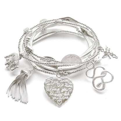 Good Charma Sterling Silver "Spirit" Bracelet 6-Stack