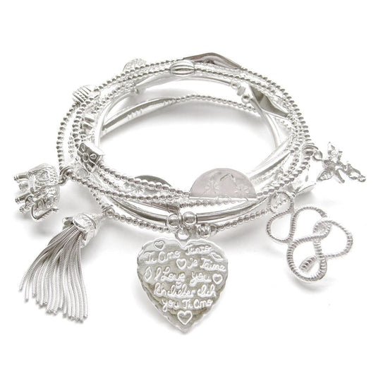 Good Charma Sterling Silver "Spirit" Bracelet 6-Stack