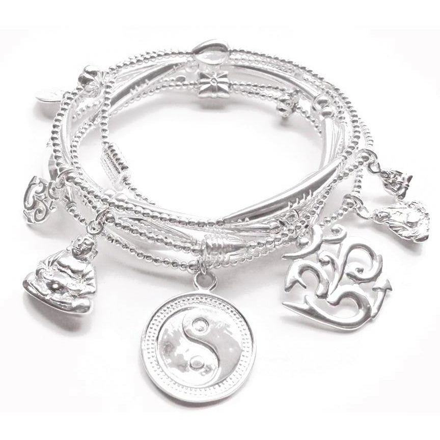 Good Charma Sterling Silver Lucky 6 Bracelet Set