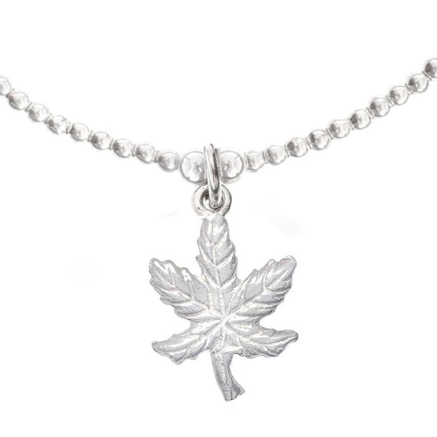 Cannabis Leaf Silver Bracelet