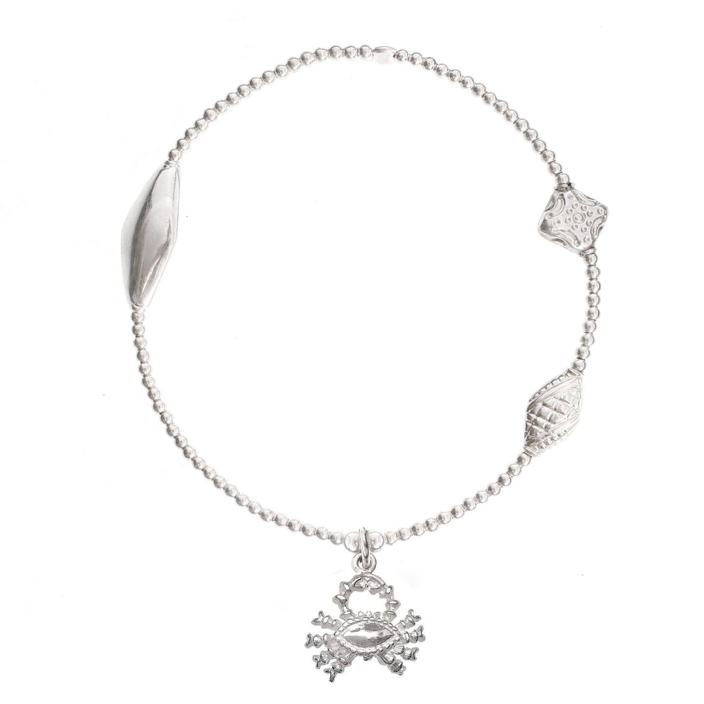 Crab Charm Bracelet in Sterling Silver