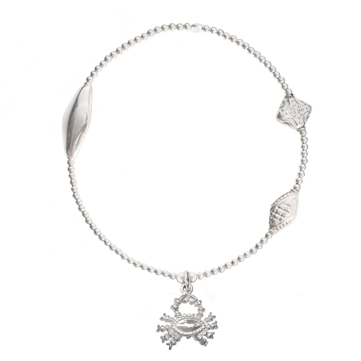 Crab Charm Bracelet in Sterling Silver