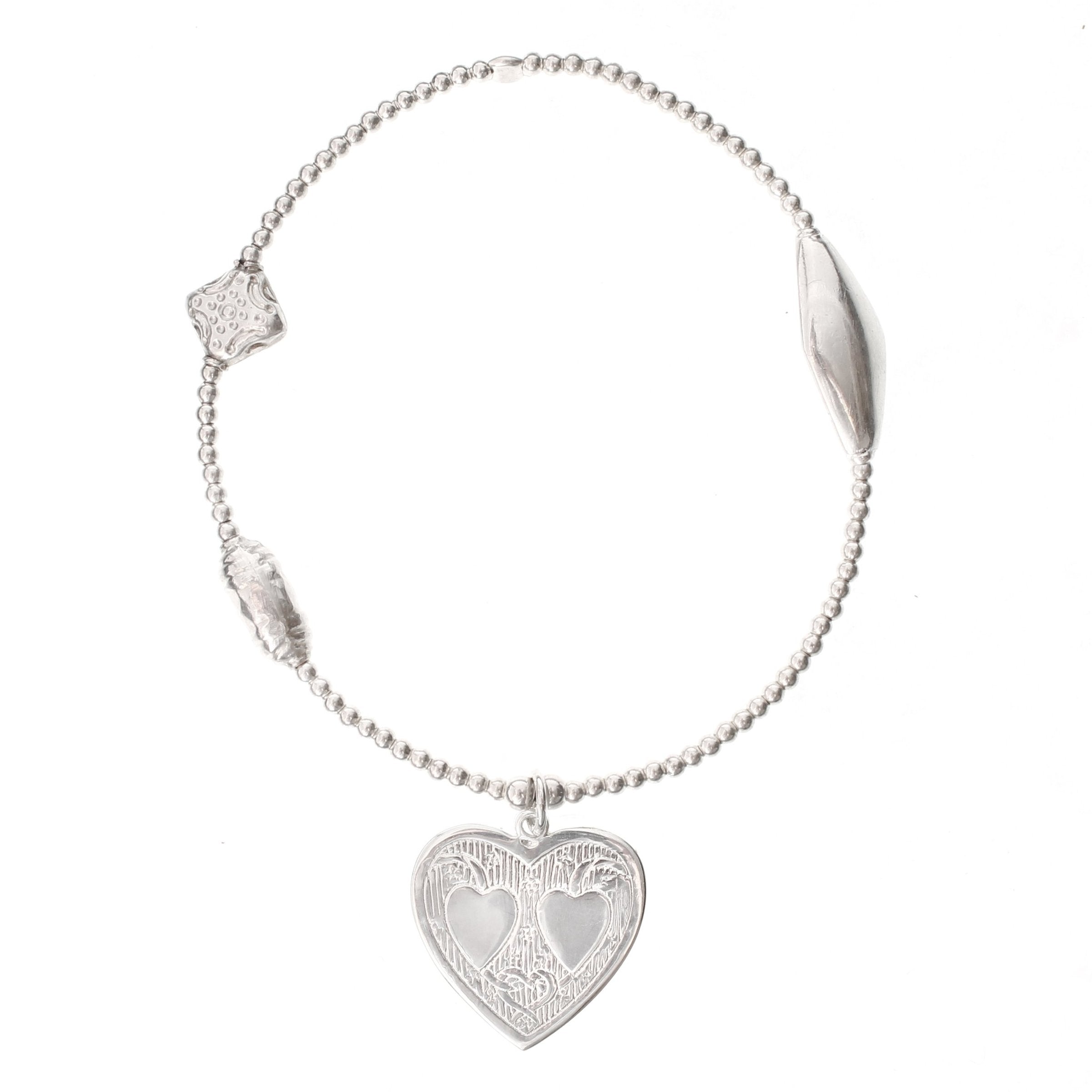 Sterling silver bracelet selling with double heart