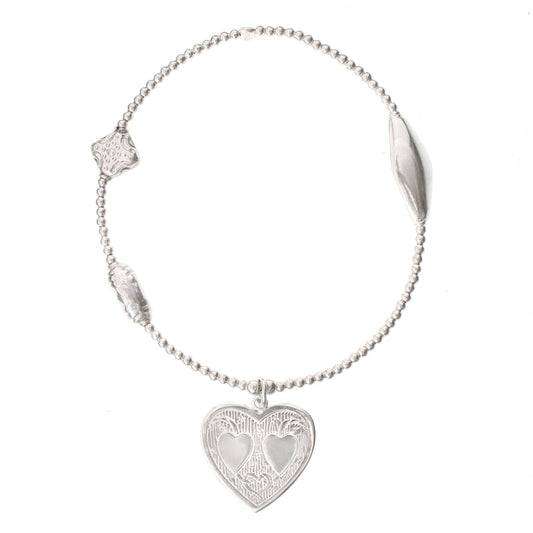 Double Heart Silver Bracelet - good charma