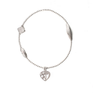 Flora Heart Charm in Sterling Silver