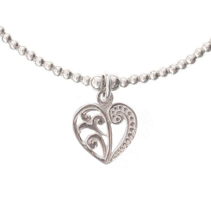 Flora Heart Charm in Sterling Silver