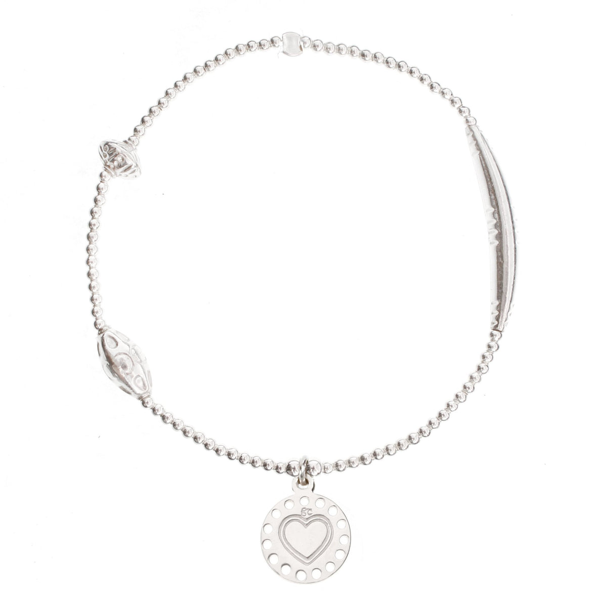 Heart Medallion Silver Bracelet - good charma
