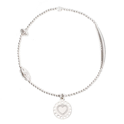 Heart Medallion Silver Bracelet - good charma