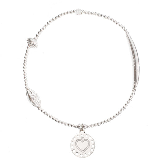 Heart Medallion Silver Bracelet - good charma